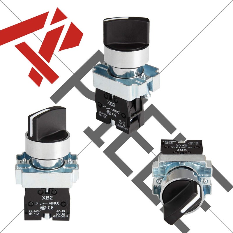 APIELE (Pack of 2) 22mm 2 Position Selector Switch Maintained 1NO XB2-10X/21 (2 Position Maintained) - Image 3
